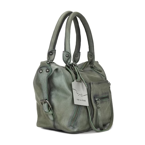 NWT Free People We The Free Baby Emerson Tote Leather Sage Green - Picture 3 of 4